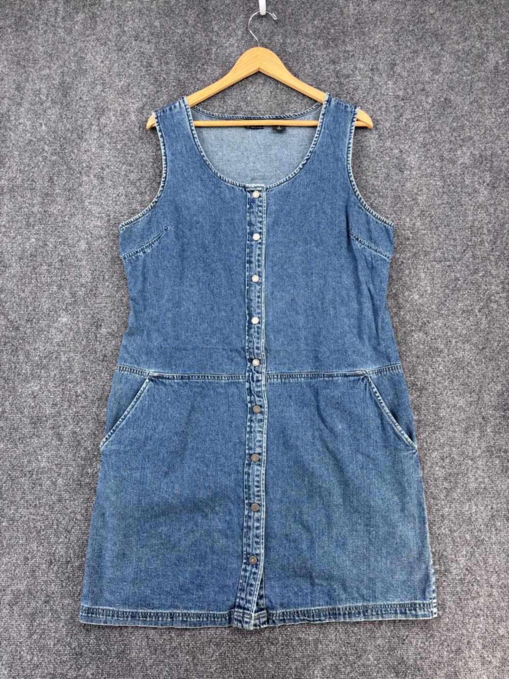New York & Company Classic Blue Denim Button-Front Mini Dress